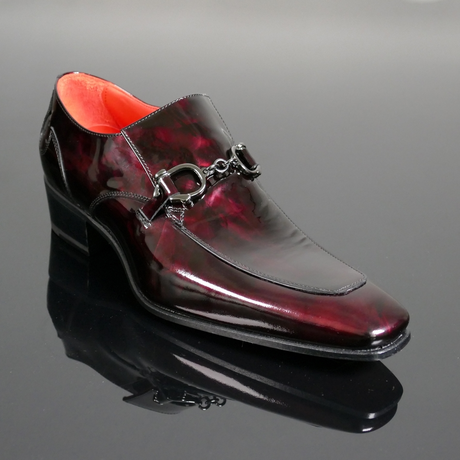 'Mercury' - Wine Marble Patent Handcuff trim apron loafer