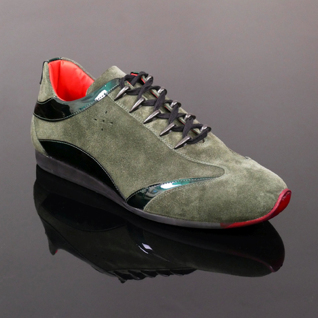 'Monza' - Luxury Italian Green suede driving sneaker