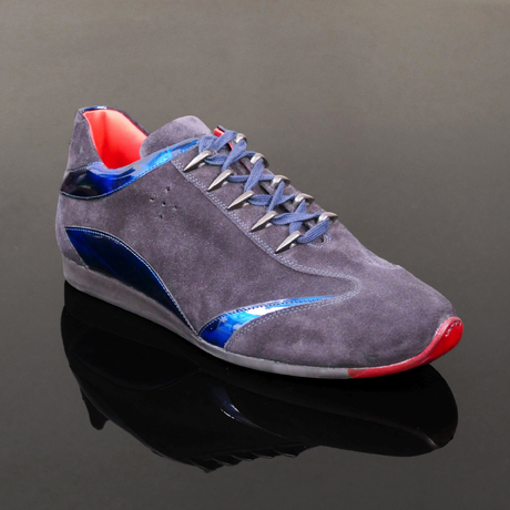 'Monza' - Luxury Italian Navy Blue suede driving sneaker