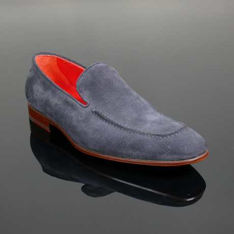 'The Ad Lib' - Navy Suede Pin Tuck Loafer