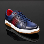 Apollo L149 'Daytona' - Vintage Navy & Burgundy Woven Leather Sneaker