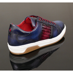 Apollo L149 'Daytona' - Vintage Navy & Burgundy Woven Leather Sneaker