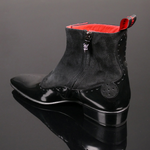 Bailey 'Duffy' - Black Polished Calf & Suede Spat Boot