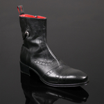 Lynott 'The Libertine' - Black Falcon Grain Leather Tall Zip Boot