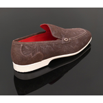 Martini L122 'Casablanca' - Petunia Brown Floral Embossed Suede Loafer