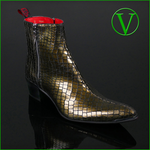 Sylvian J984 'Feline' - Antique Gold Croc Effect Vegan Leather Boot