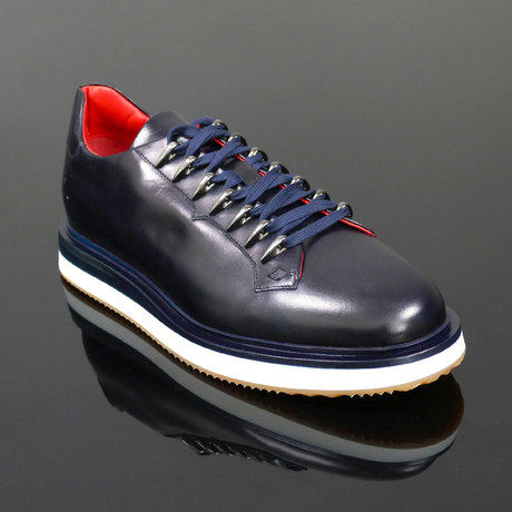 The 'Monaco' - Navy Calf Leather Hybrid Sneaker